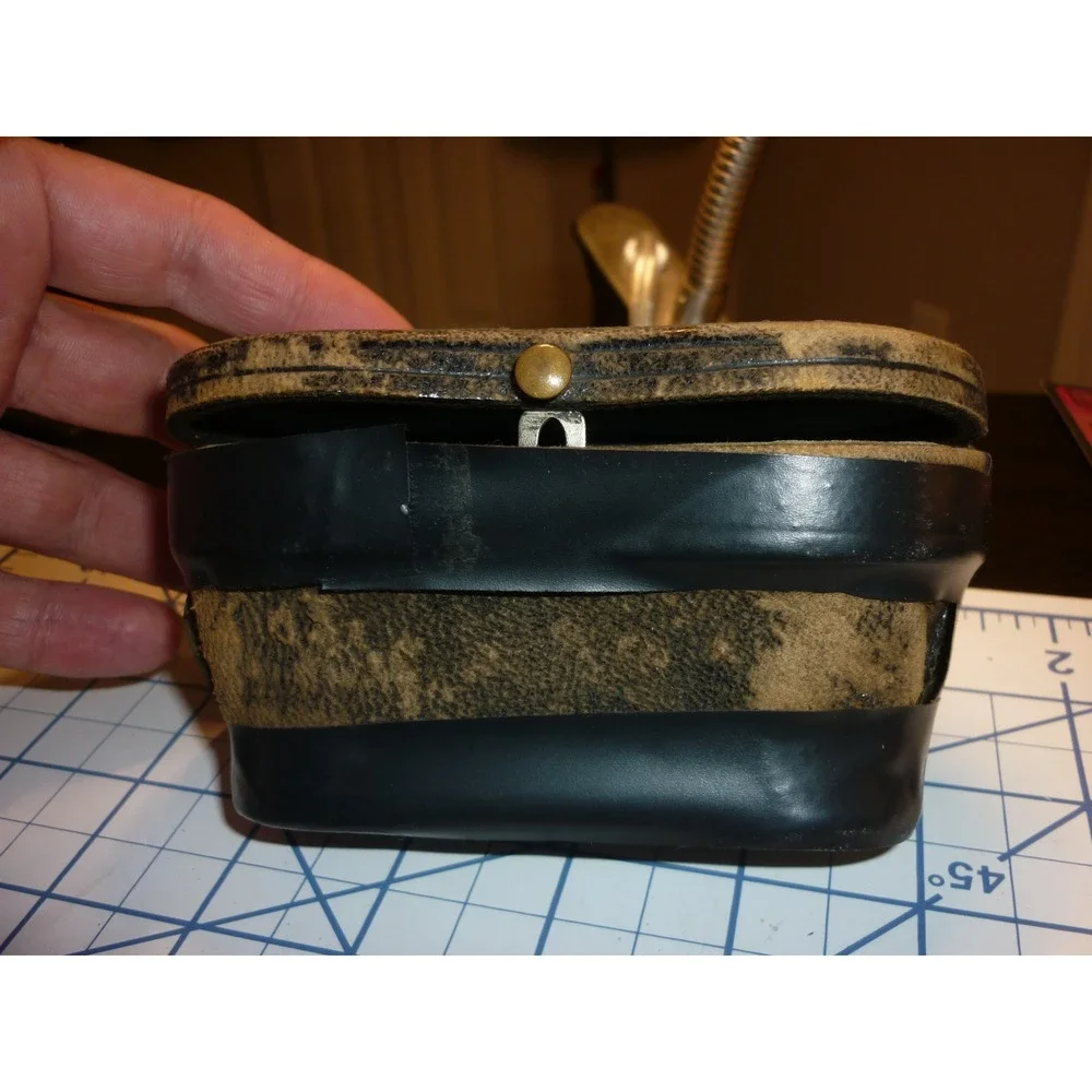 Antique Brass Leather Opera Glasses Victorian Theater Binoculars Blue Satin Case